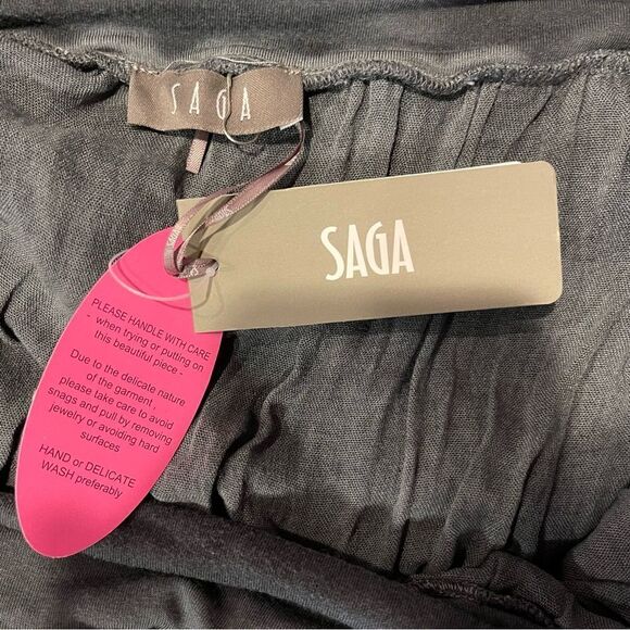 Saga Tiered Dress/Skirt SM/MED Gray Italy Made Lagenlook Silk Blend Minimalist - Picture 6 of 11